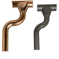 Copper and zinc rainwater heads and downpipes